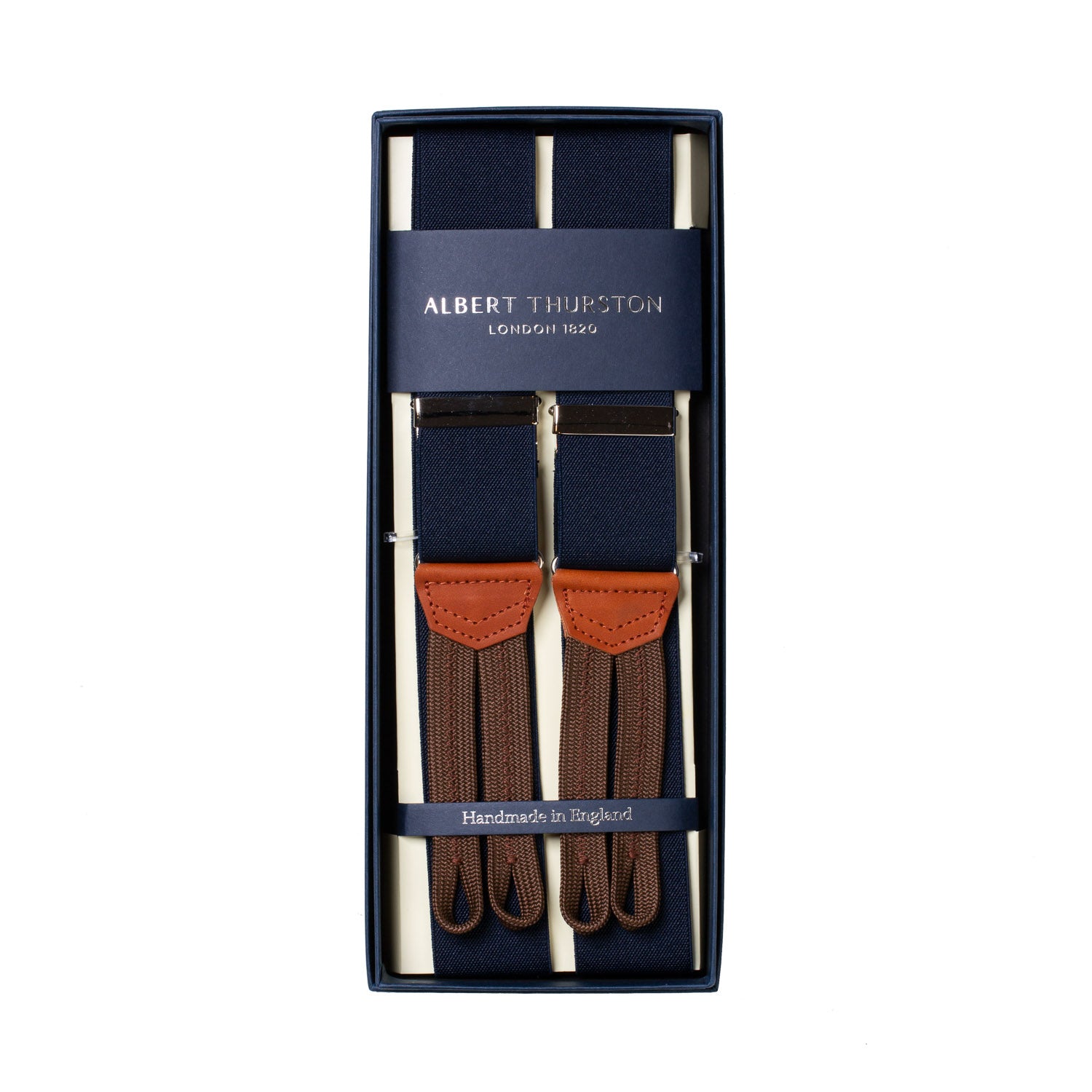 Dark Blue Elastic Button Suspenders
